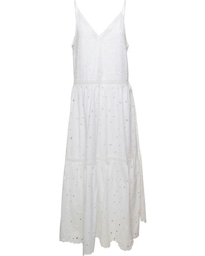 IVY & OAK 'Michaela' Long Dress With Flounced Skirt - White