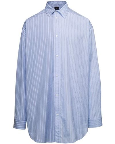Balenciaga Oversized Light Striped Shirt - Blue