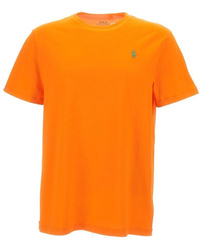 Polo Ralph Lauren T-Shirt Girocollo Con Ricamo Cavallino - Arancione