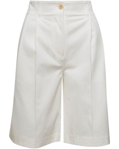 Totême Twill Pleated Bermuda Shorts - White