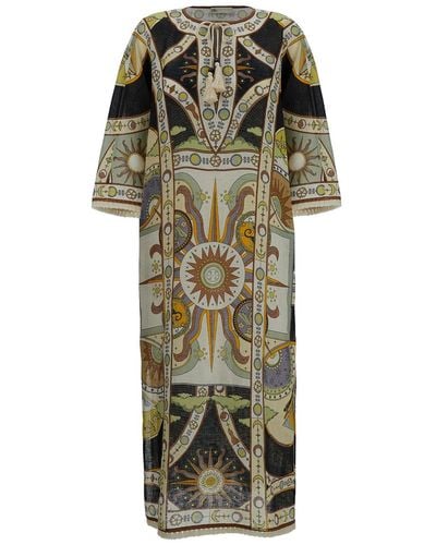 Tory Burch Kaftan With All-Over Graphic Print - Green
