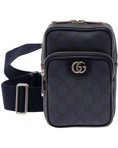 Gucci 'Mini Ophidia' Crossbody Bag With Double G Detail - Blue