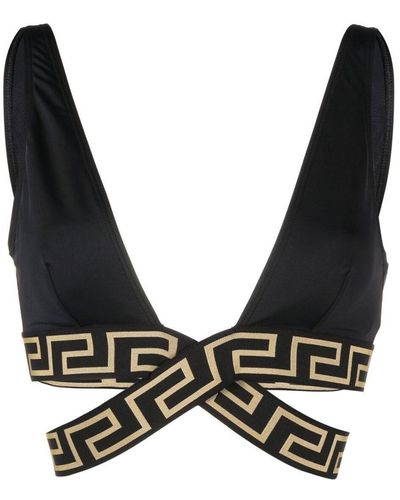 Versace Greca Border Bikini Top - Black