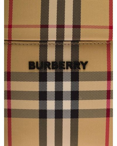 Burberry Backpack With Check Print - Brown