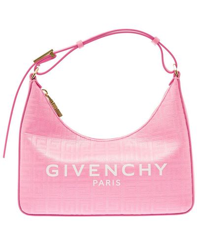 Givenchy Small Cut Out Moon Hobo Bag In Leather And Canvas Woman - Pink