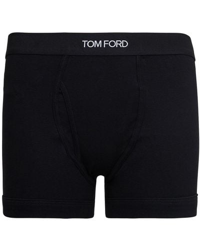Tom Ford Cotton Boxer With Logo - Black
