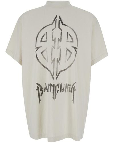 Balenciaga Oversized T-Shirt With Bb Logo - White
