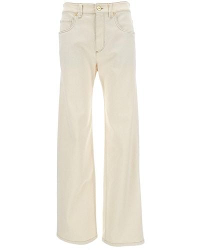 Brunello Cucinelli High-Waisted Straight Leg Jeans - Natural