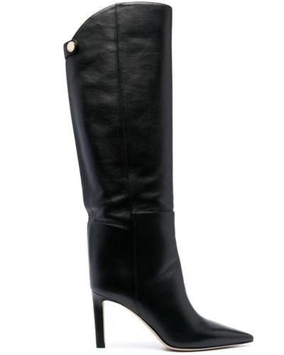 Jimmy Choo Alizze Pointed-toe Leather Knee-high Boots 7. - Black