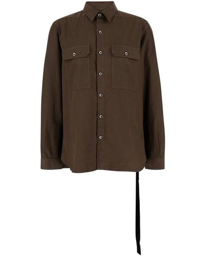 Rick Owens Shirt With Oversize Band And Buttons - Brown
