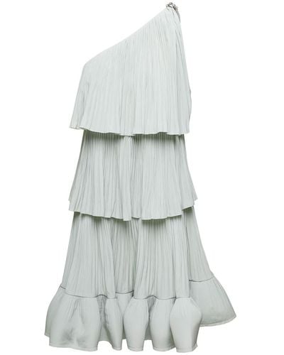 Lanvin Pleated Flounced Dress - White