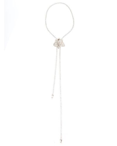 Alessandra Rich Glass And Brass Neclace With Rose And Strass Embellishment Woman - White