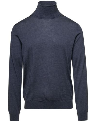 Laneus Jumper With Turtleneck And Ribbed Trim - Blue