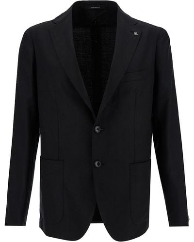 Tagliatore Single-Breasted Jacket With Logo Detail - Black