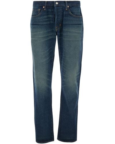 Tom Ford Denim Mid-Rise Slim Fit Jeans - Blue