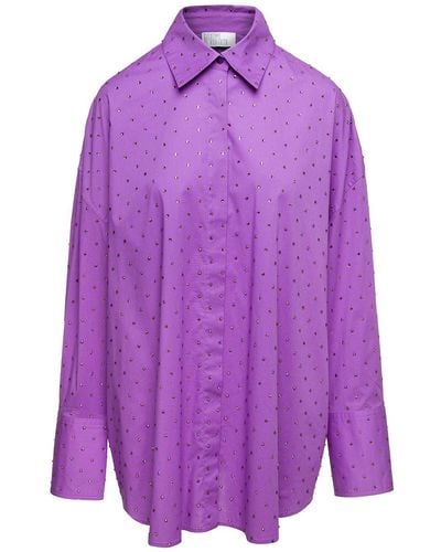 GIUSEPPE DI MORABITO Shirt With Crystal Embellishment All-Over - Purple