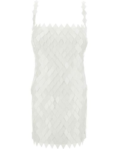 The Attico 'Rue' Mini Milk Dress With Rhombus Sequins - White
