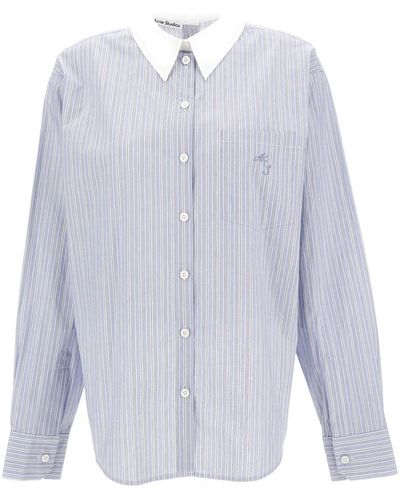 Acne Studios Light Striped Shirts With Front And Back Button Clos - White