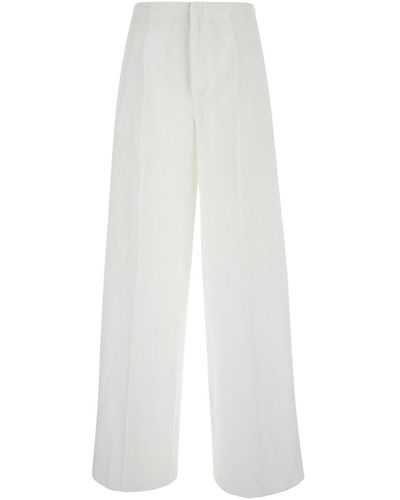 Forte Forte Wide Palazzo Trousers With Elastic Waistband - White