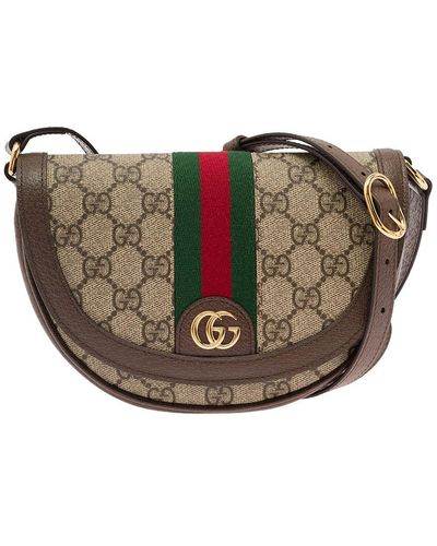 Gucci Ophidia gg Mini Monogrammed Saddle Bag - Brown