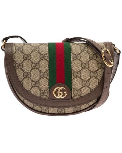 Gucci 'Ophidia' Mini And Ebony Crossbody Bag With Web Detail In - Brown