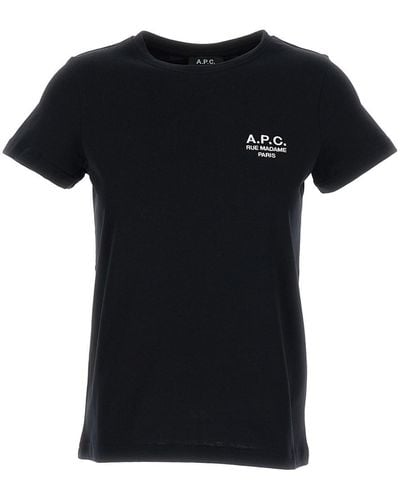 A.P.C. Crewneck T-Shirt With Logo - Black