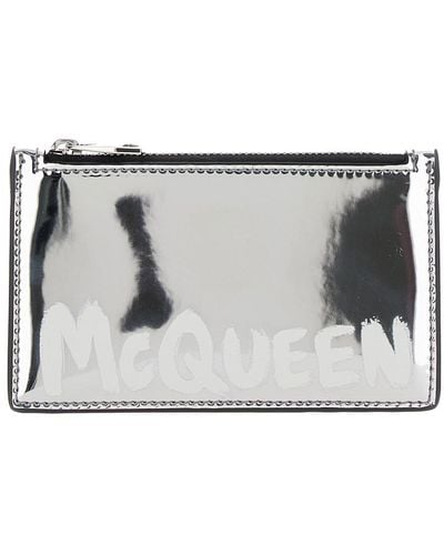 Alexander McQueen Card-Holder With Mcqueen Graffiti Logo - Grey
