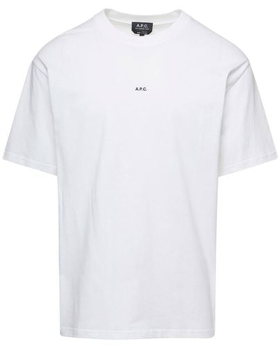 A.P.C. T-Shirt 'Kyle' Girocollo Con Stampa Logo Sul Fronte - Bianco