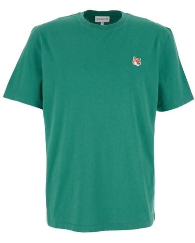 Maison Kitsuné Emerald T-Shirt With Fox Head Patch - Green