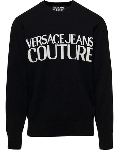 Versace Jeans Couture Lana Cachemire Logo Front - Nero