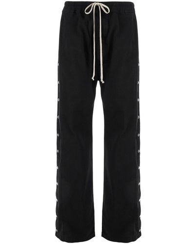 Rick Owens Trousers With Snap Buttons And Drawstring - Black