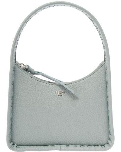 Fendi 'Mini Fendessence' Light Handbag With Logo Detail - Grey