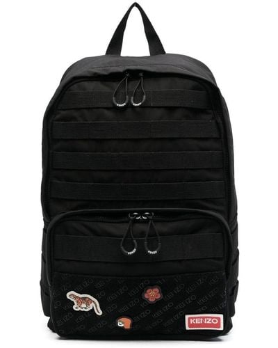 KENZO Logo Detail Nylon Backpack - Black