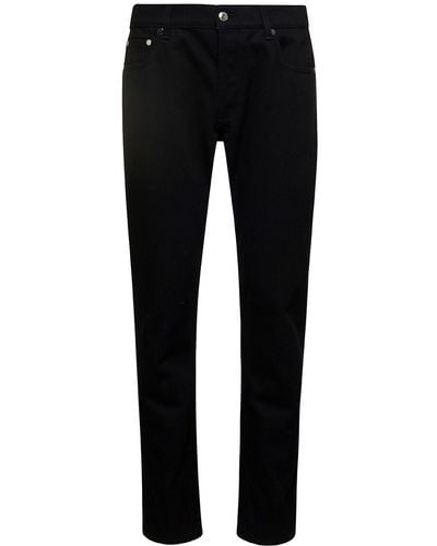 Alexander McQueen Slim Five-Pocket Jeans With Metallic Logo Patc - Black