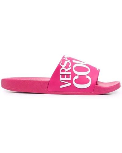 Versace Logo Flat Slides - Pink