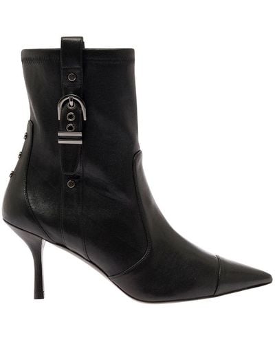 Stuart Weitzman Bootie With Buckle Detail And Stiletto Heel - Black