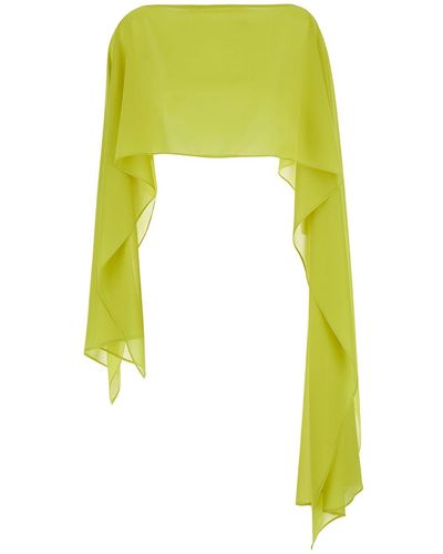 Plain Stole With Boat Neckline - Yellow