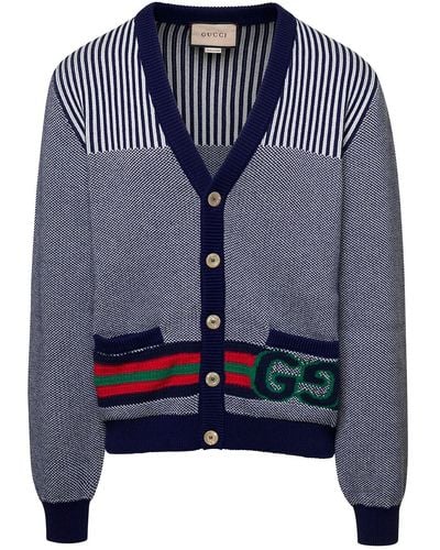 Gucci L/ Cardigan Fine Cotton/Wool - Blue