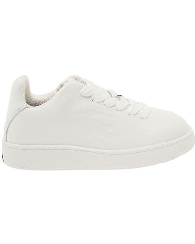 Burberry Low Top Trainers With Equestrian Knight Embossed - White