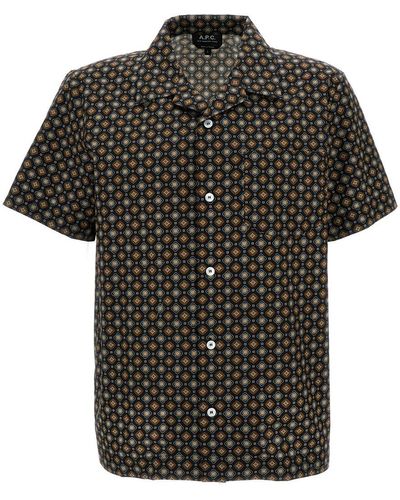 A.P.C. Bowling Shirt With Graphic Print - Black