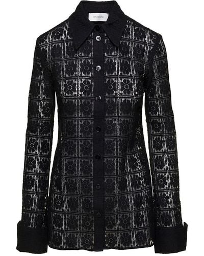 Sportmax 'Sava' Shirt With Embroidered Jacquard Motif All-Over - Black
