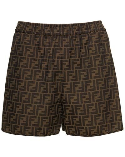 Fendi All-over Ff Monogram Shorts In Cotton Blend Woman - Brown