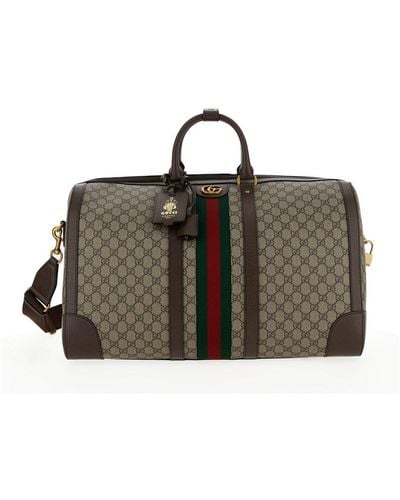 Gucci ' Savoy Big' And Ebony Travel Duffle Bag With Web Det - Natural