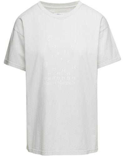 Maison Margiela T-Shirt Con Logo Frontale Bianca - Bianco