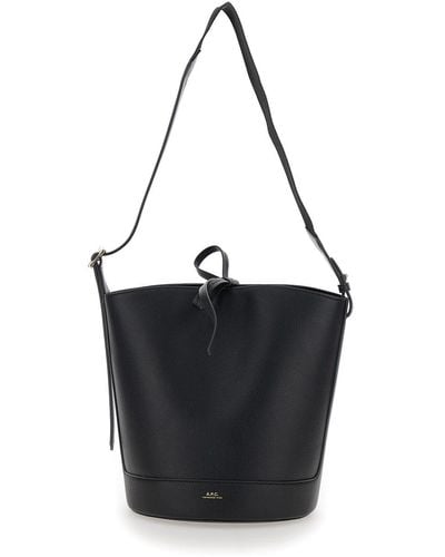 A.P.C. 'Ana Noisette' Bucket Bag With Laminated Logo - Black
