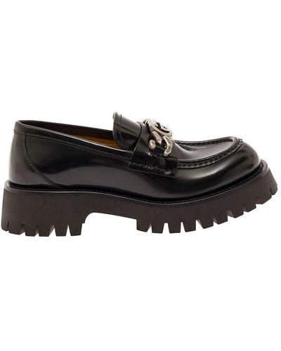 Gucci 'Jeanne' Loafers With Interlocking G Detail And Lug Sole I - White