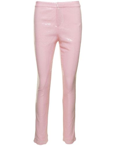 ROTATE BIRGER CHRISTENSEN Sequin-Embellished Boot Cut Trousers - Pink