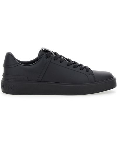 Balmain Leather Trainers With Panels - Black