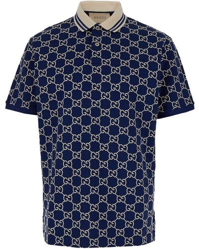 Gucci Gg Cotton Polo Shirt - Blue