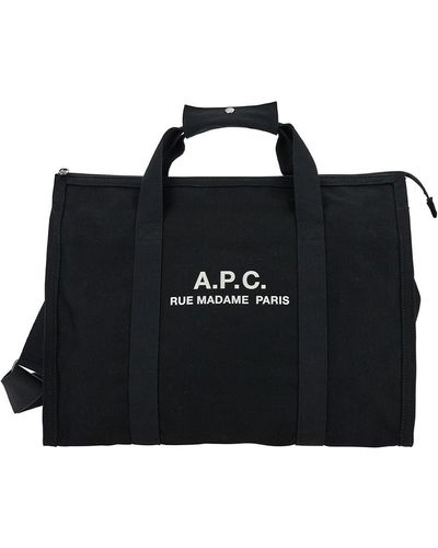 A.P.C. Gym Bag With Contrasting Logo Print - Black